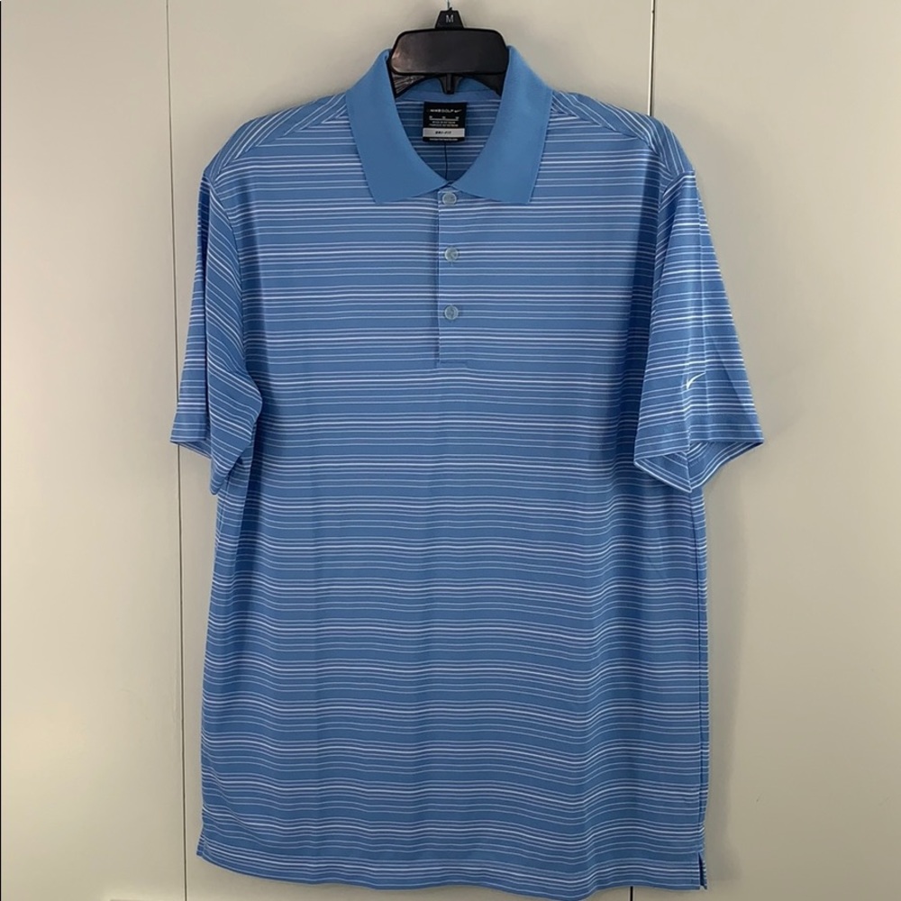 NikeGOLF M polo dry fit light blue white striped